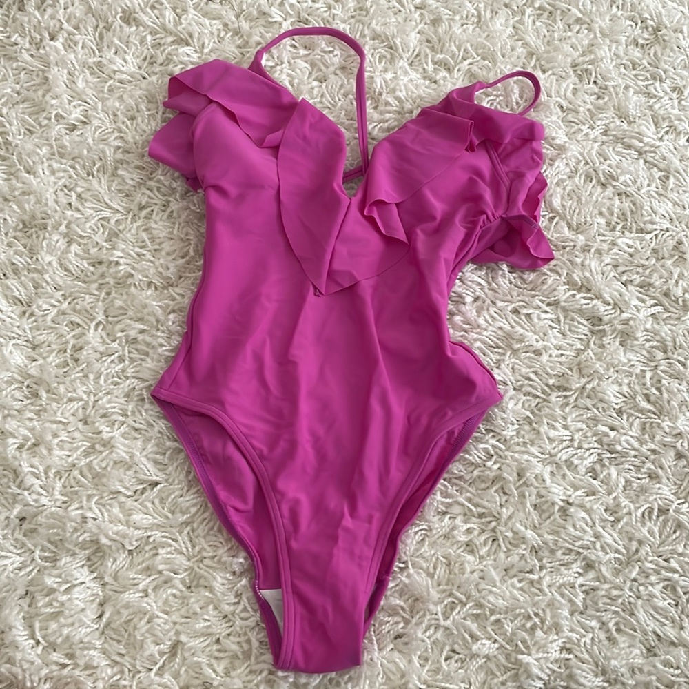 Pink/Purple Curvy Ruffle One Piece Swim